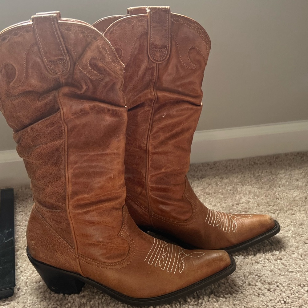 Leather cowboy boots